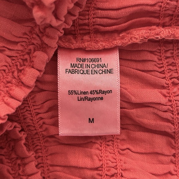 Young Fabulous & Broke Women's Medium Salmon Smocked Yacht Off-Shoulder Top NWOT - Picture 12 of 13